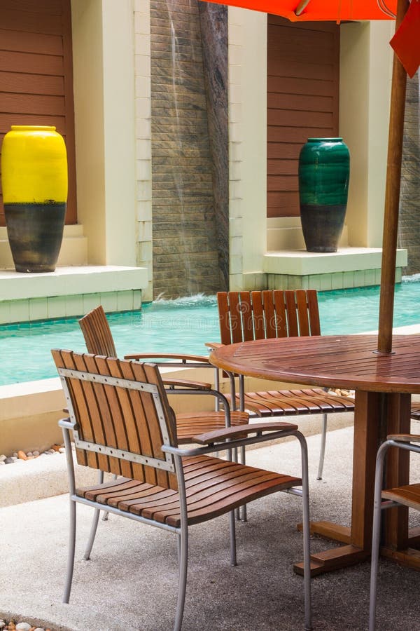 Poolside Loungers at Hotel. Stock Image Image of lounger, bright