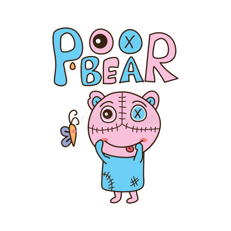 Poor bear happy isolated royalty free illustration