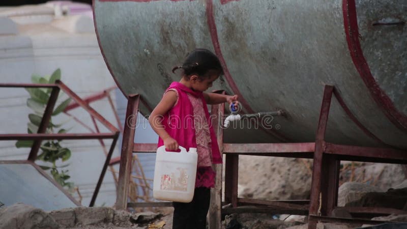 Poor child looking for water