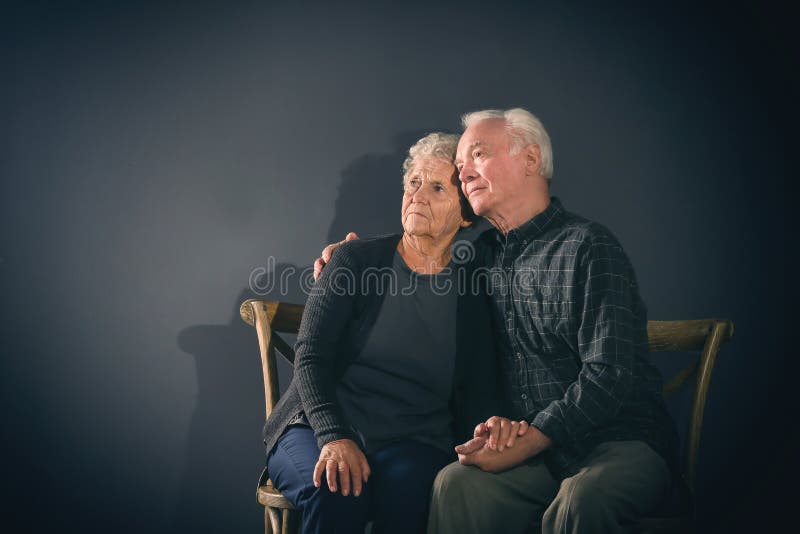Poor pensive elderly couple royalty free stock image Poor pensive elderly couple royalty free stock image