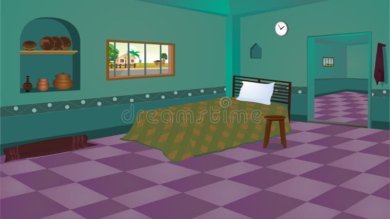 Poor Room Inside Cartoon Background, Room Vector Artwork Illustration.  Stock Vector - Illustration of room, decoration: 231967938