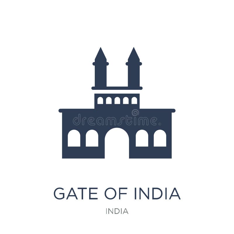 Poort van het pictogram van India In vlakke vectorpoort van het pictogram van India op whi stock illustratie Poort van het pictogram van India In vlakke vectorpoort van het pictogram van India op whi stock illustratie