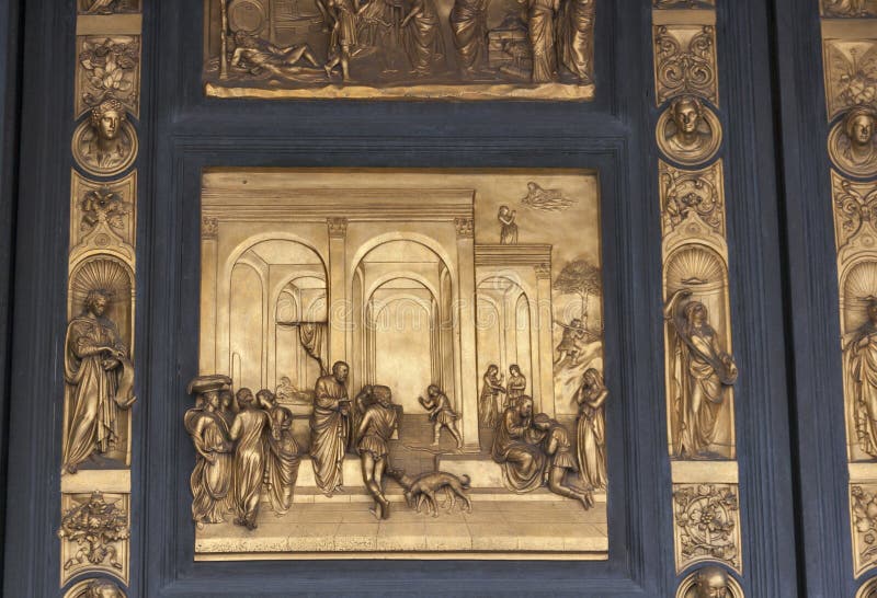 Poorten van Paradijs, de Duomo-Doopkapel in Florence stock fotografie Poorten van Paradijs, de Duomo-Doopkapel in Florence stock fotografie