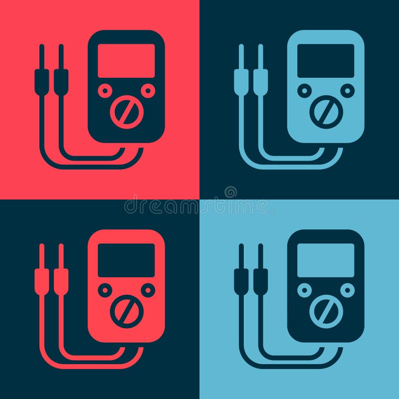Pop Art Ampere Meter, Multimeter, Voltmeter Icon Isolated on Color Background. Instruments for of Electric Current Stock Illustration - Illustration of poster, color: 200666197