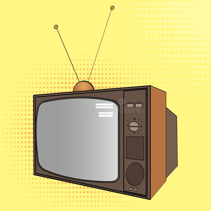 Pop art background. Electronic equipment, old TV. Imitation of comics style. Vector stock illustration Pop art background. Electronic equipment, old TV. Imitation of comics style. Vector stock illustration