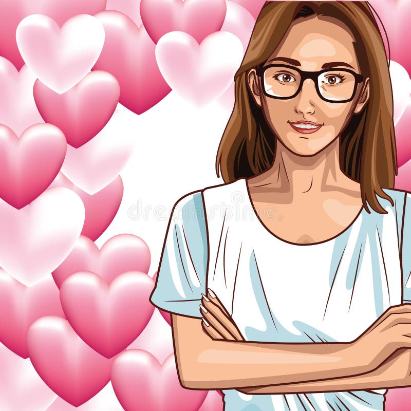 Pop Art Beautiful Woman Cartoon Stock Vector - Illustration of positive