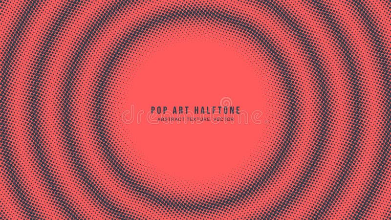 Pop Art Dots Halftone Pattern Vector Rippled Circles Frame Abstract Background stock illustration