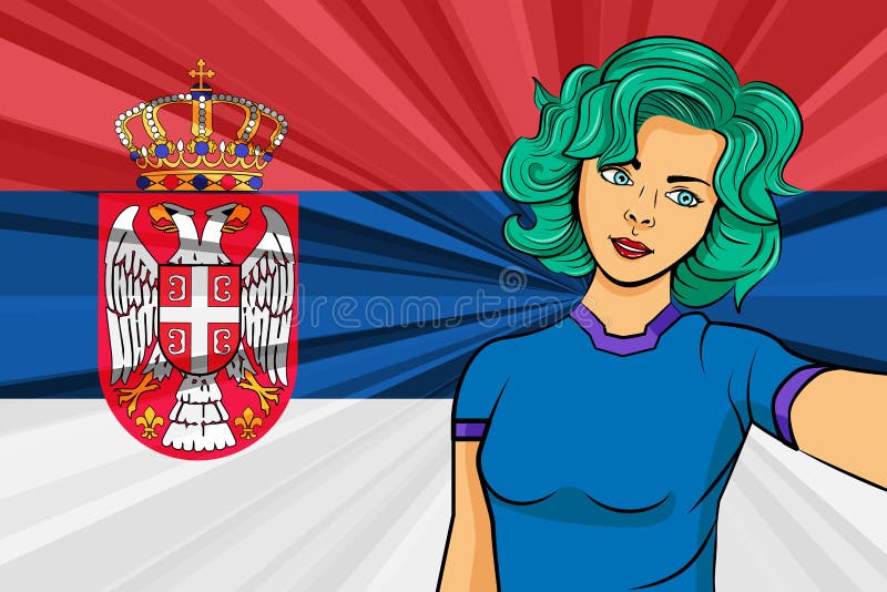 Young fan. Сербия поп арт. Прическа в цвет флага.