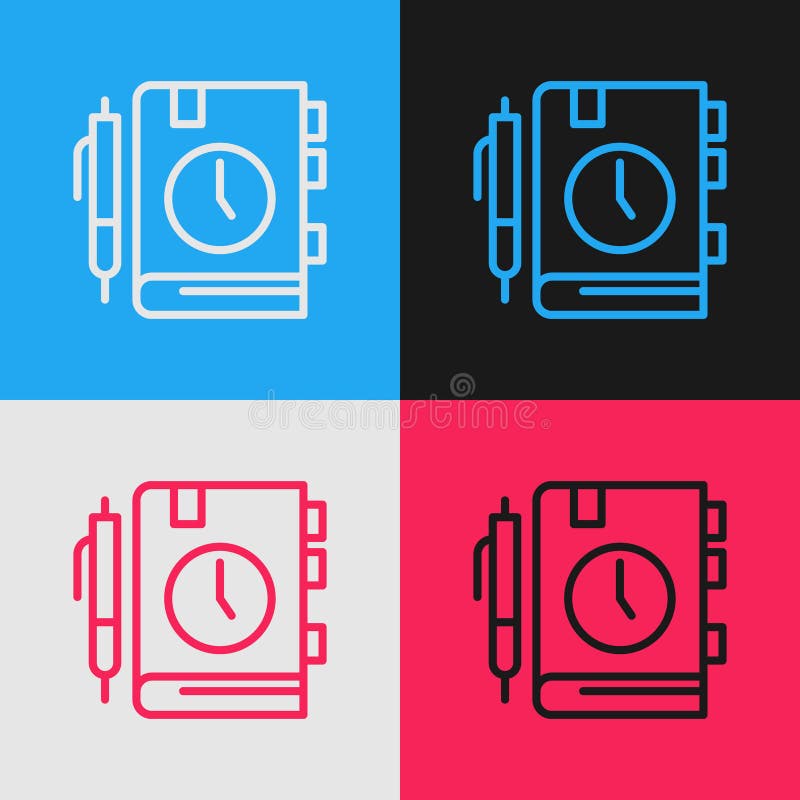 Pop art line Daily paper notepad icon isolated on color background. Vector vector illustration