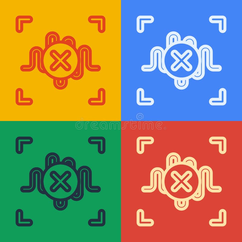 Pop art line Rejection voice recognition icon isolated on color background. Voice biometric access authentication for personal identity recognition. Vector.