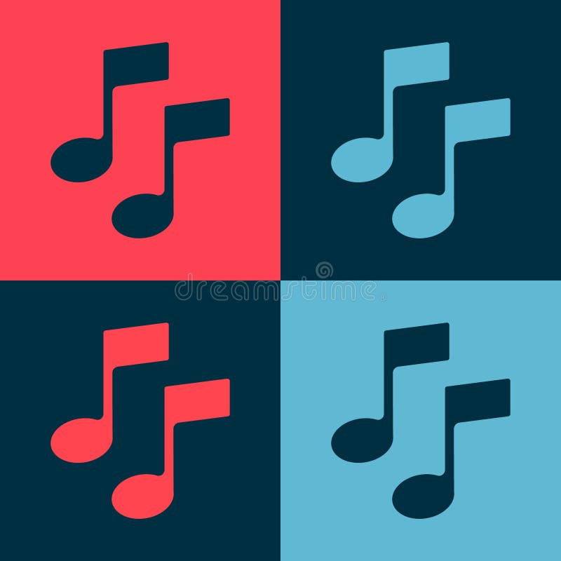 Pop Art Music Note, Tone Icon Isolated on Color Background. Vector