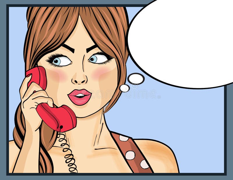 Girl Phone Talk Pop Art Vintage Comic Stock Illustration - Illustration of  style, speak: 51841423