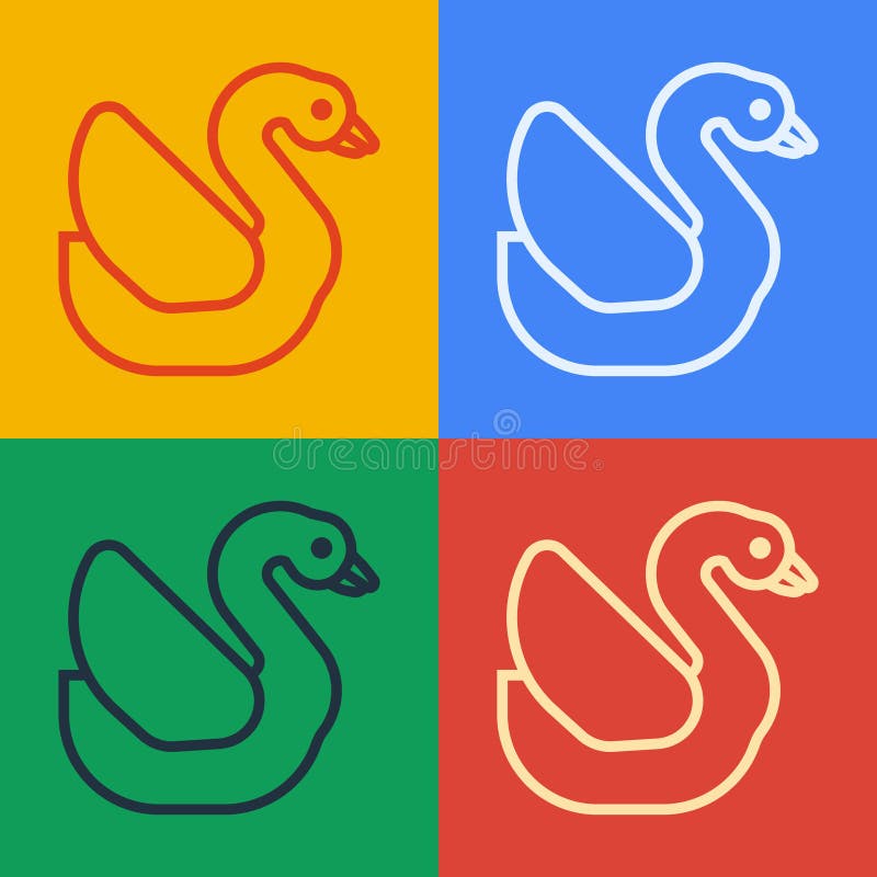 Pop-Arten-Linie Farbhintergrund Schwanvogelikone isoliert auf. Tiersymbol. Vektor stock abbildung