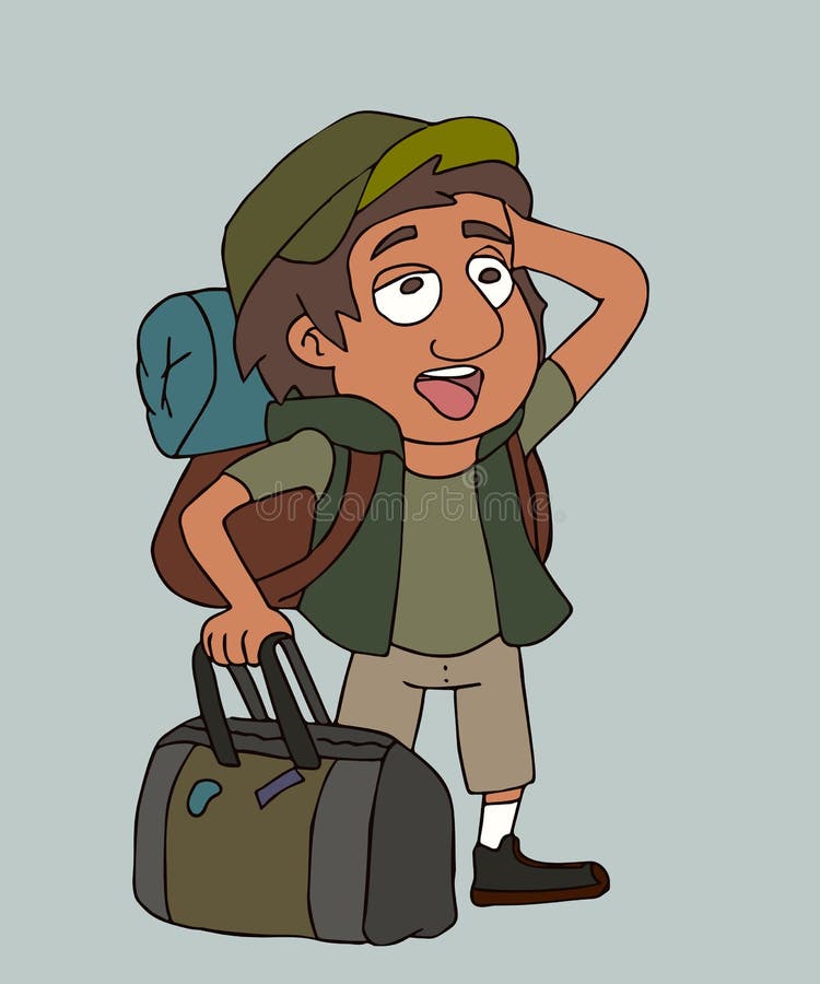 Pop-eyed tourist boy vector cartoon portrait stock illustration Pop-eyed tourist boy vector cartoon portrait stock illustration