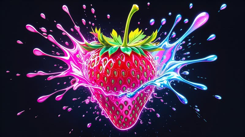 Pop Strawberry Splash vector illustration