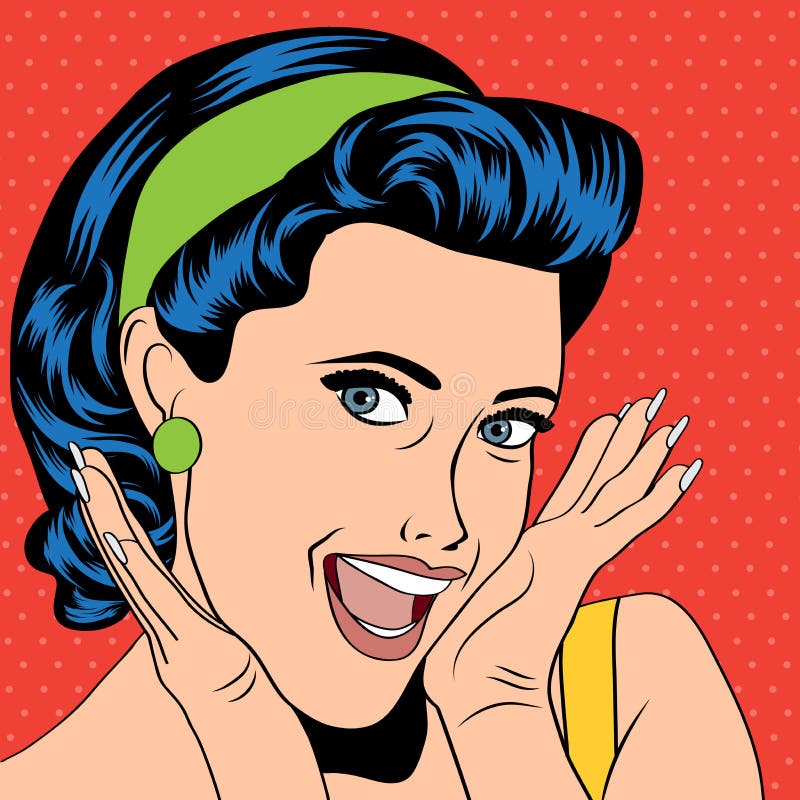 Popart retro vrouw in strippaginastijl stock illustratie Popart retro vrouw in strippaginastijl stock illustratie