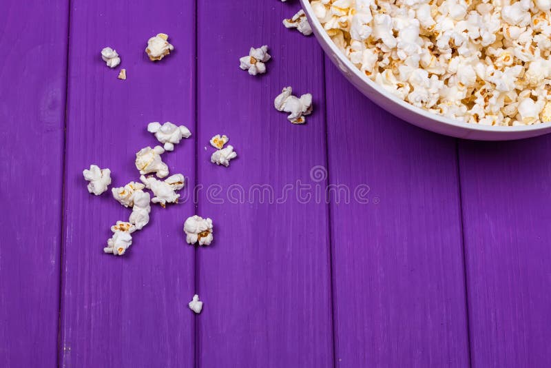 Popcorn in a bowl stock photo. Image of purple, fresh 99208980