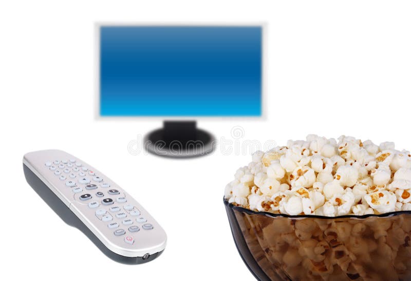 Popcorn bowl remote control and a screen