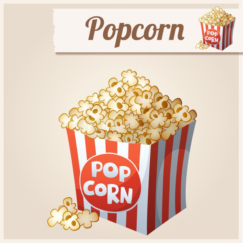 Popcorn Box. Detailed Vector Icon Stock Vector - Illustration of cartoon,  dinner: 55195760