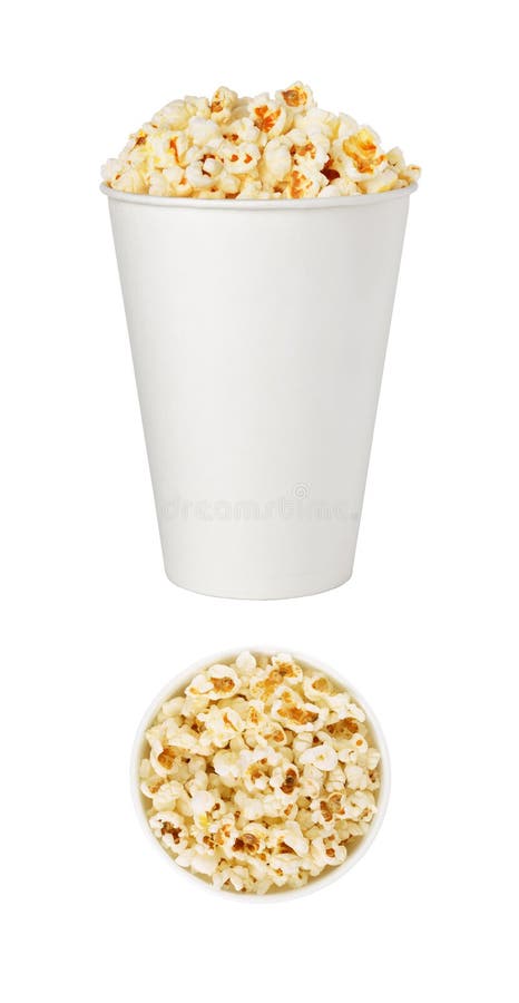 Popcorn bucket exclamation mark stock image