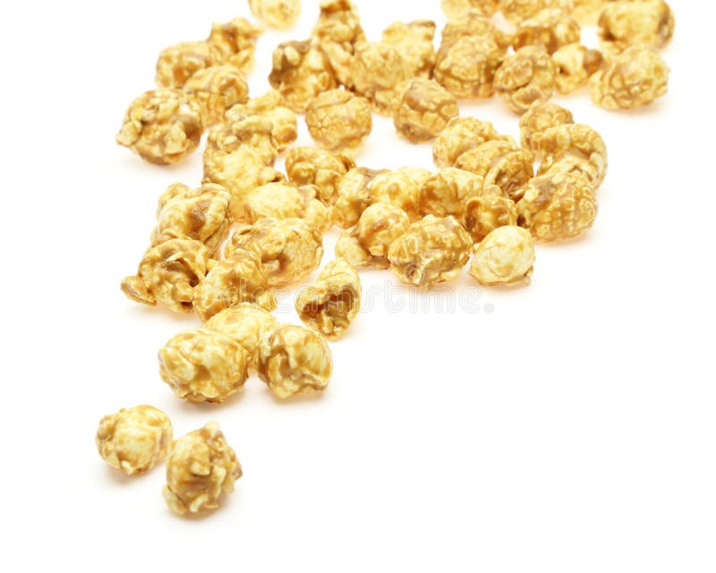 Popcorn Combined with Caramel Syrup in a Plastic Cup Stock Photo