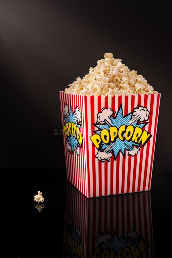 Popcorn in Popcorn Container Stock Image Image of yellow, stripes