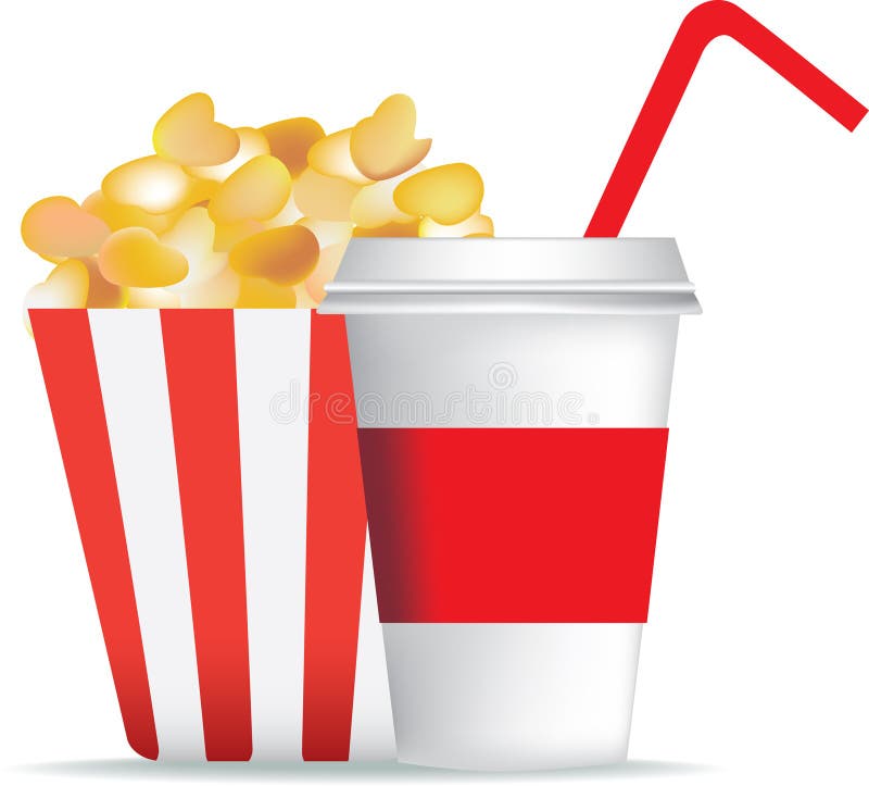 Popcorn and drink stock vector. Illustration of snack 16621974