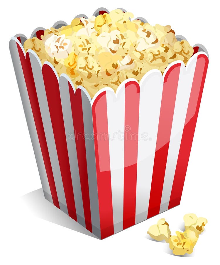 Popcorn in een gestreepte ton stock illustratie Popcorn in een gestreepte ton stock illustratie