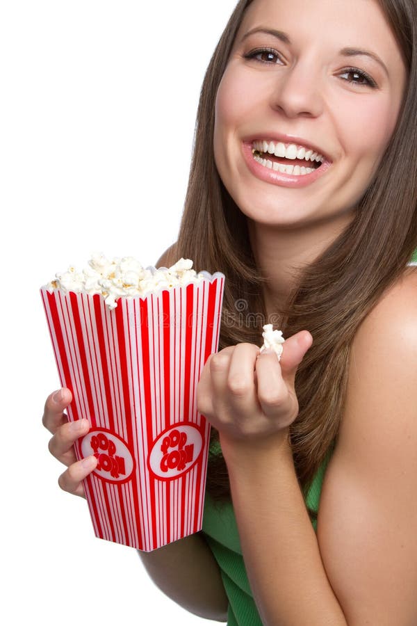 Popcorn Girl stock photo. Image of laughing, mouth, cheerful 17456338