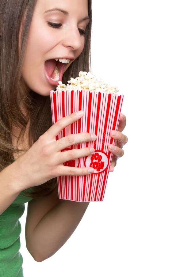 Girl Eating Popcorn stock image. Image of people, playful 17352045
