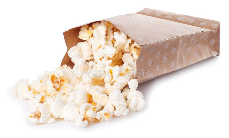 Popcorn i den pappers- påsen som isoleras på vit bakgrund royaltyfri foto Popcorn i den pappers- påsen som isoleras på vit bakgrund royaltyfri foto