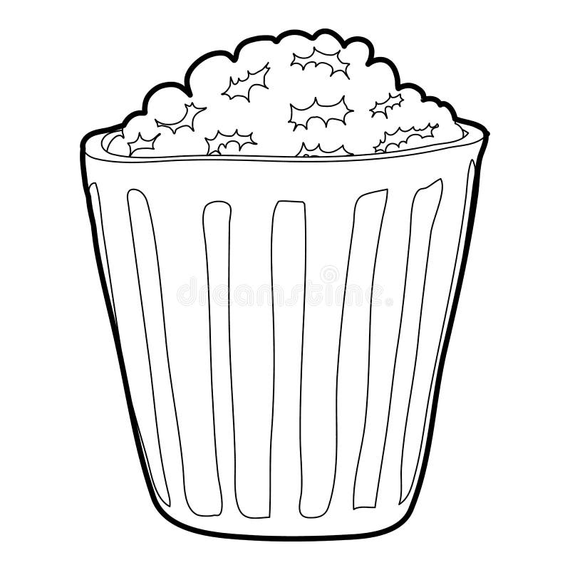 Popcorn Icon, Outline Style Stock Vector Illustration of full