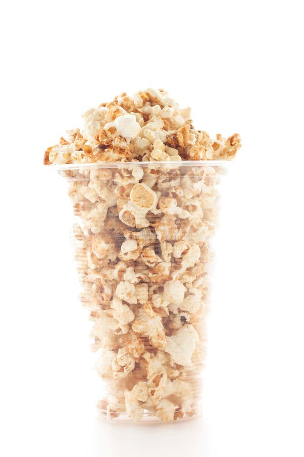 Popcorn in a plastic cup stock photo. Image of cups 131470978
