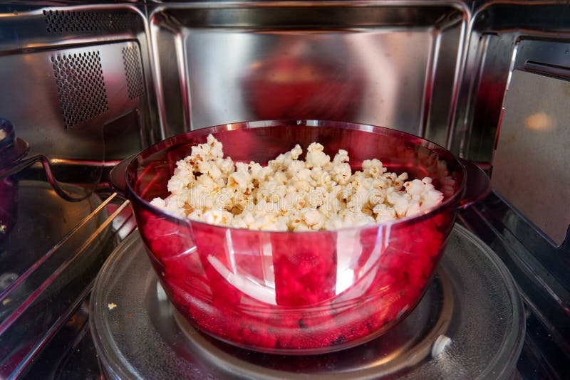 Popcorn Prepared in Microwave Oven. Stock Photo - Image of cooked