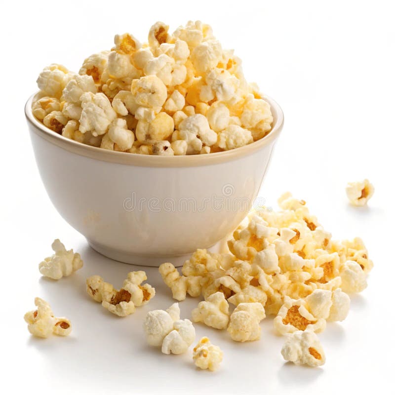 Popcorn-Schüssel isoliert auf weißem Hintergrund lizenzfreie abbildung