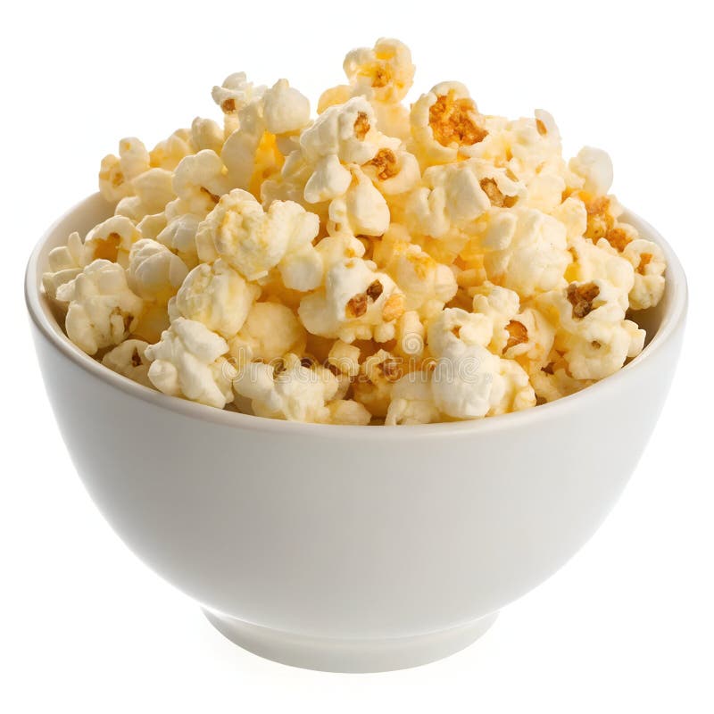 Popcorn-Schüssel isoliert auf weißem Hintergrund stock abbildung