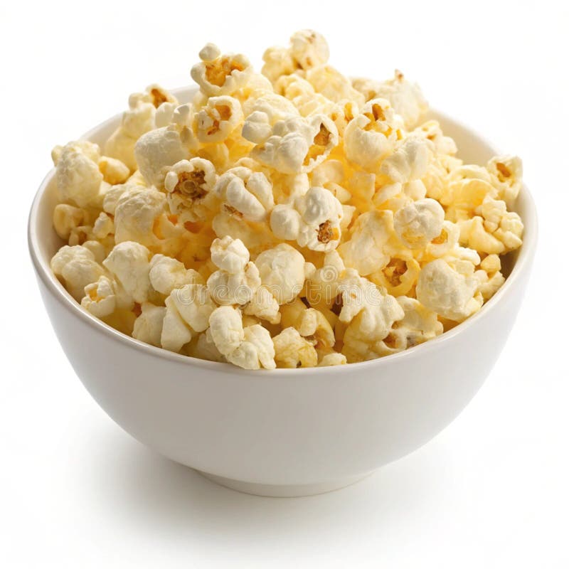 Popcorn-Schüssel isoliert auf weißem Hintergrund stock abbildung