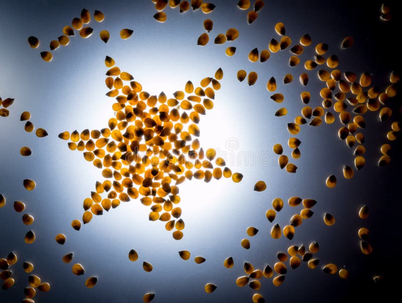 Hviezda vyrobené z popcorn jadrá.