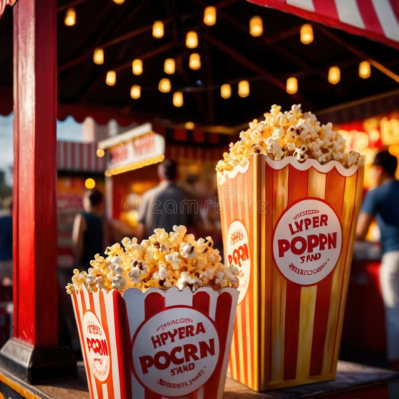 Popcorn stand, commercial stall preparing and selling popcorn snack stock illustration
