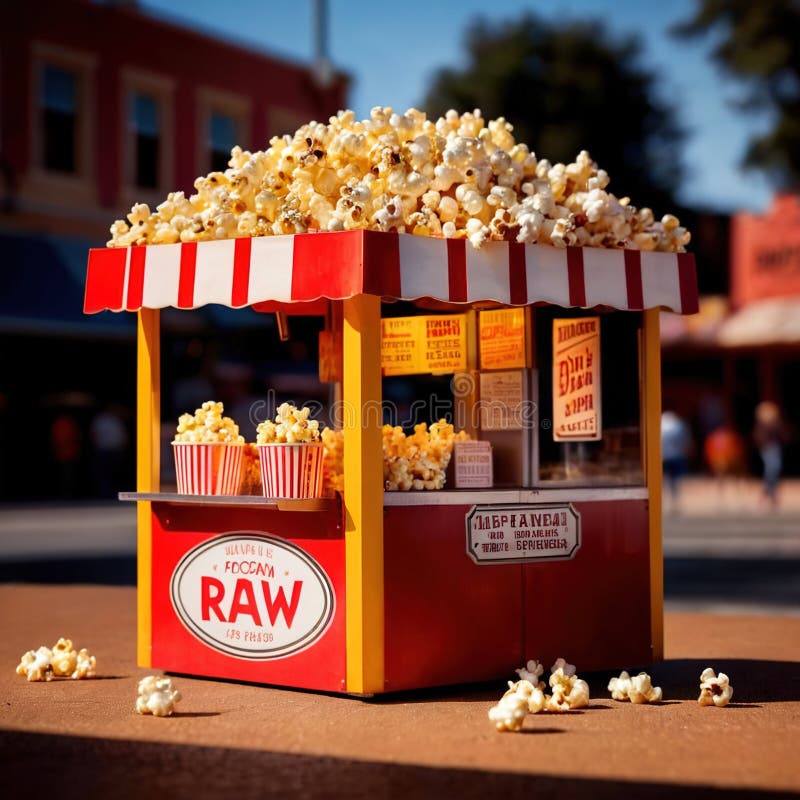 Popcorn stand, commercial stall preparing and selling popcorn snack royalty free illustration