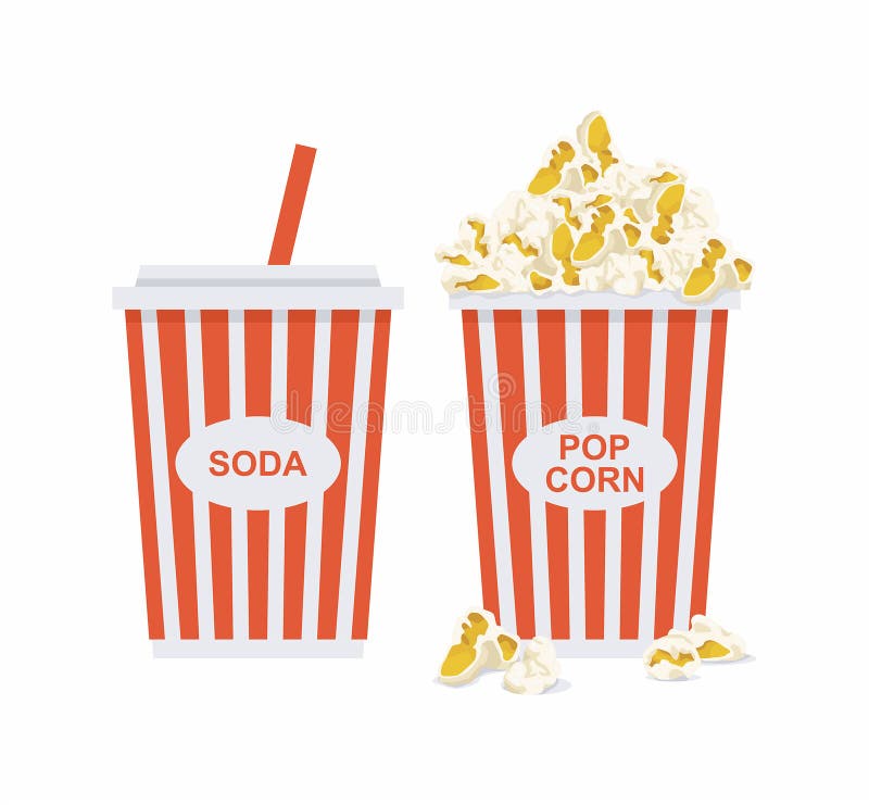 Popcorn και σόδα ελεύθερη απεικόνιση δικαιώματος Popcorn και σόδα ελεύθερη απεικόνιση δικαιώματος