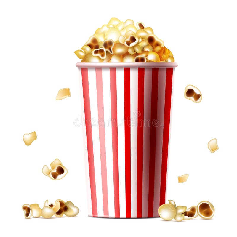 Popcorn ρεαλιστική διανυσματική απεικόνιση κάδων ελεύθερη απεικόνιση δικαιώματος Popcorn ρεαλιστική διανυσματική απεικόνιση κάδων ελεύθερη απεικόνιση δικαιώματος