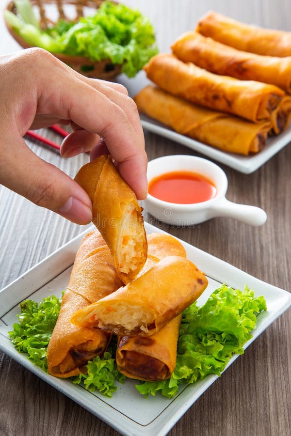 Popiah, Deep Fried Spring Rolls Stock Photo - Image of springroll ...