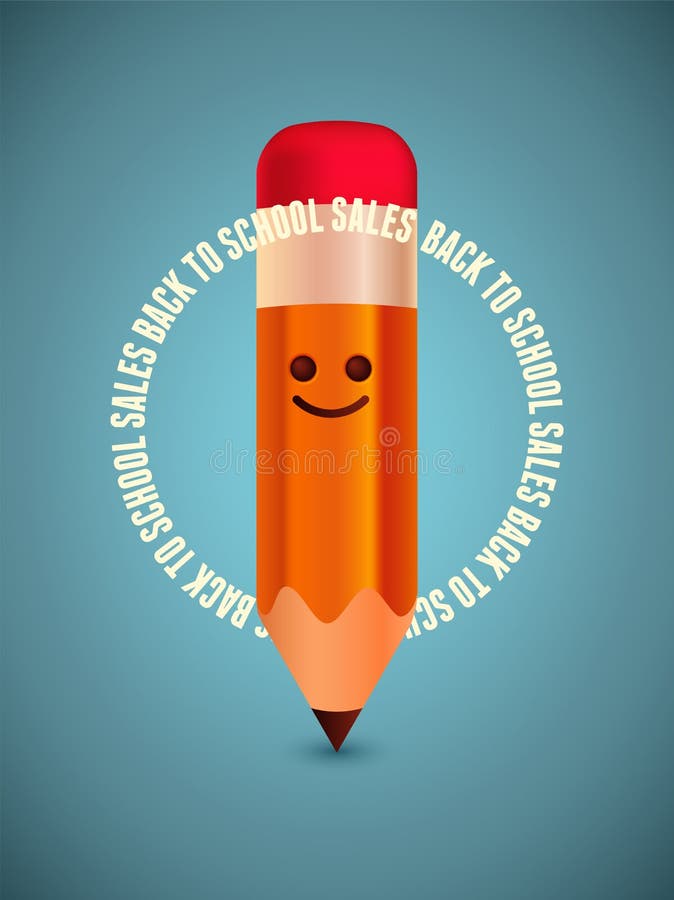 Popiera szkół sprzedaże plakatowe z uśmiechniętym ołówkowym charakterem również zwrócić corel ilustracji wektora ilustracji Popiera szkół sprzedaże plakatowe z uśmiechniętym ołówkowym charakterem również zwrócić corel ilustracji wektora ilustracji