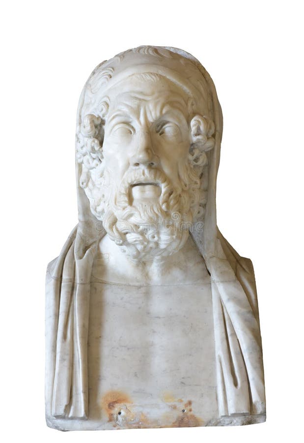 Homer. Marble bust of the ancient Greek poet. Homer. Marble bust of the ancient Greek poet