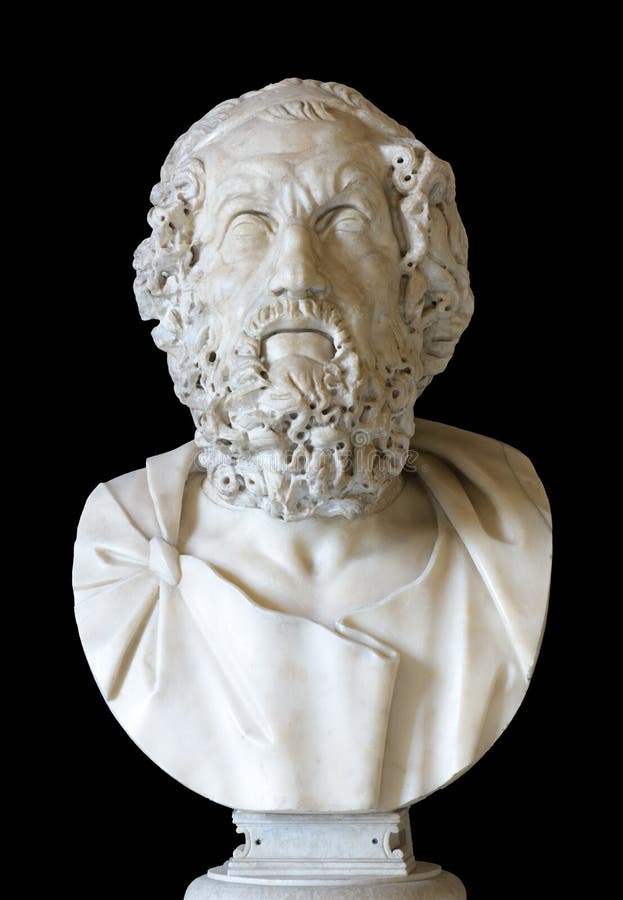 Homer. Marble bust of the ancient Greek poet. Homer. Marble bust of the ancient Greek poet