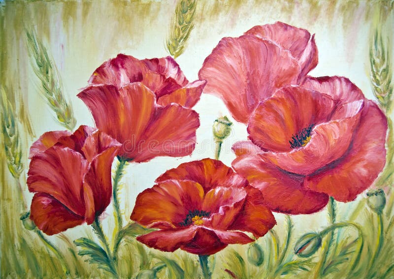 Poppies, oil painting on canvas