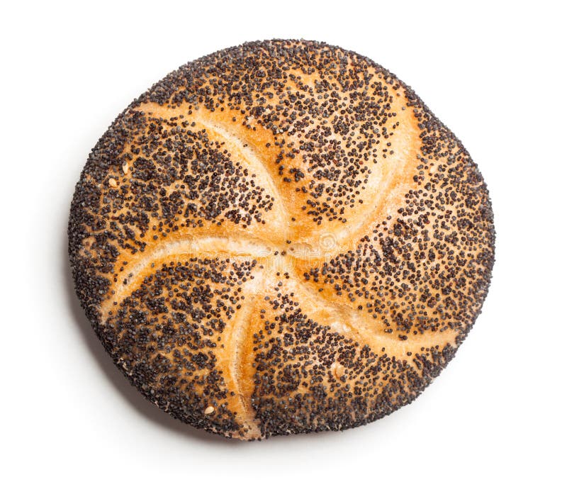 Poppy Seed Bread Roll (Mohnbroetchen) Stock Photo Image of single