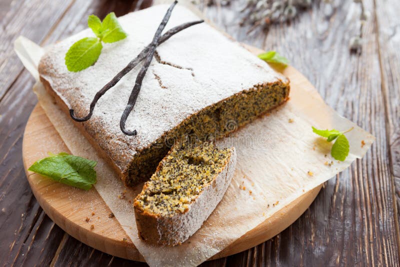 Poppy Seed Pie with Powdered Sugar on Top Stock Image Image of zest
