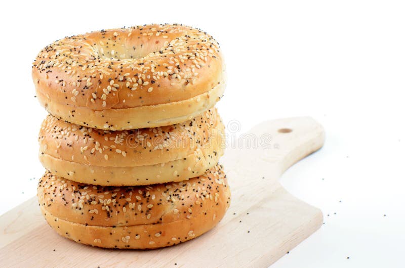 Poppy Seed and Sesame Seed Bagels Stock Image Image of horizontal